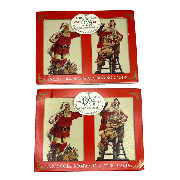 2 SETS Coca Cola 1994 Limited Edition Playing Cards Collectible Tins 4 Decks NEW - Picture 1 of 7